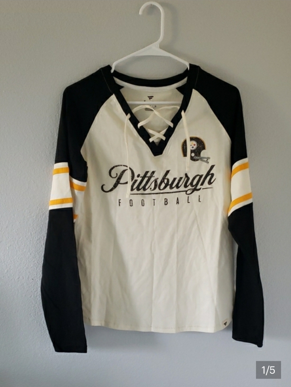 Womens Fanatics Pittsburgh Steelers Top Black And Yellow Long Sleeve Tee NEW
